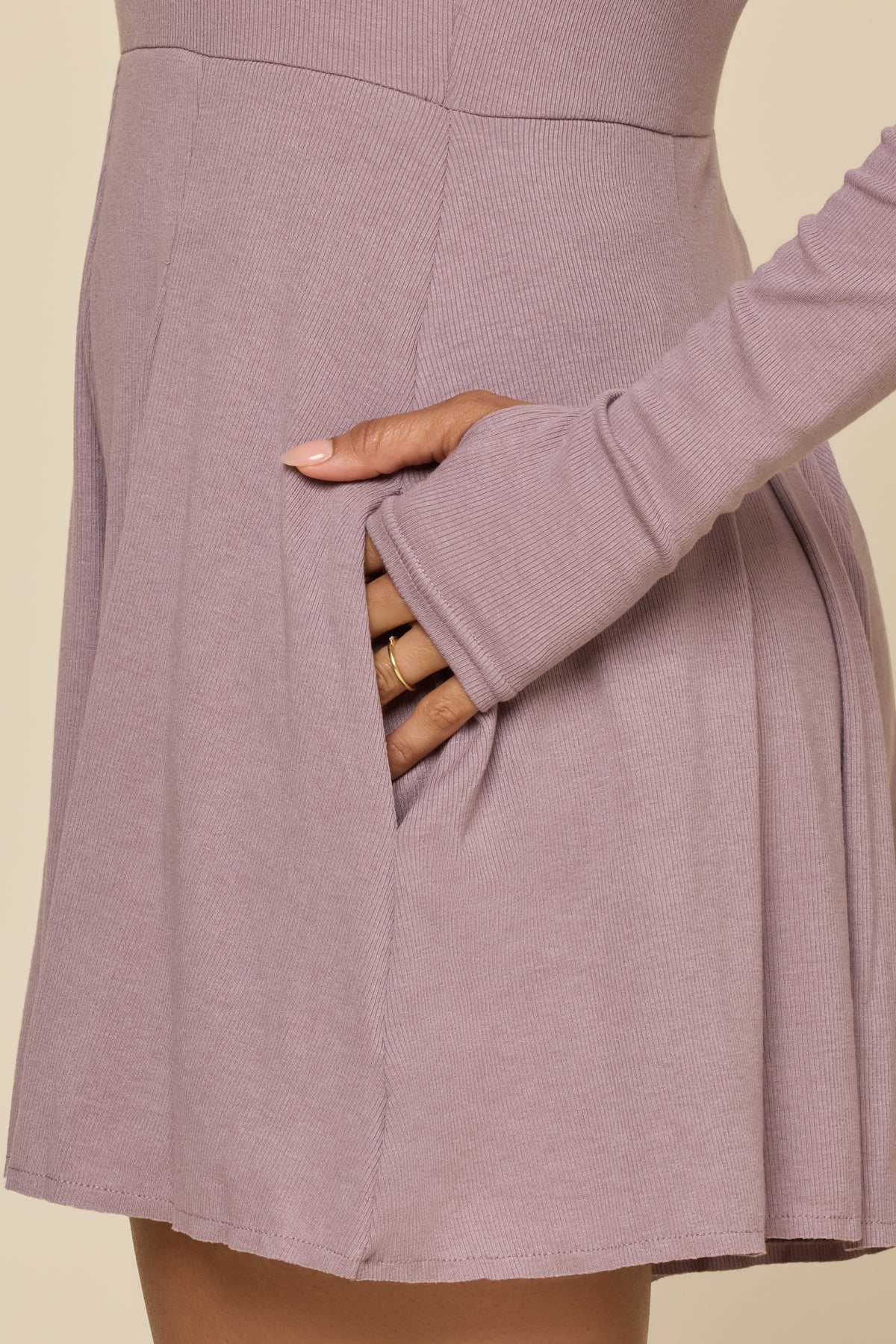 Go with the Flow Long Sleeve Romper - Dusty Mauve