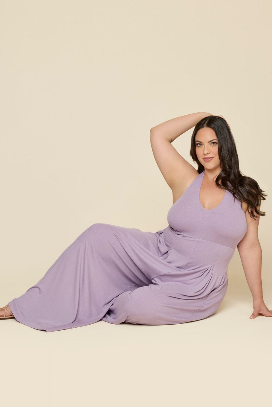 Halter Go With The Flow Jumpsuit - Lavender Haze