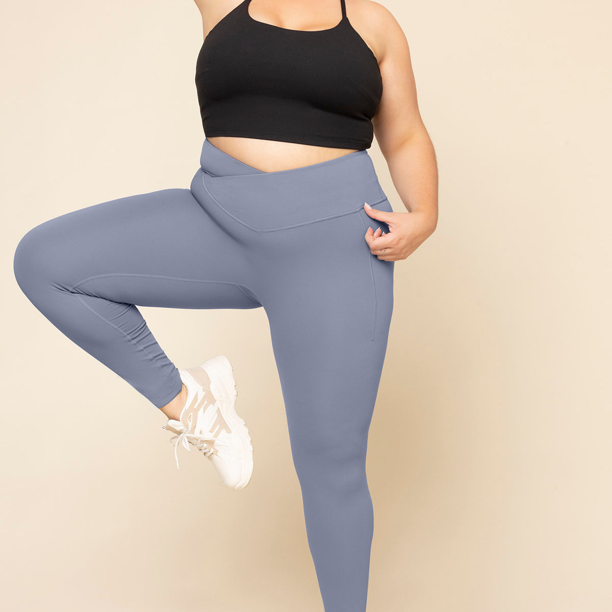 Crisscross Hourglass® Legging with Pockets - Blue Mist – POPFLEX®