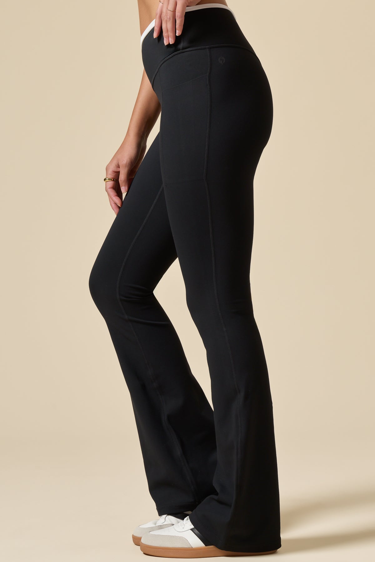 Crisscross Hourglass® Flared Legging with Pockets - Black Contrast