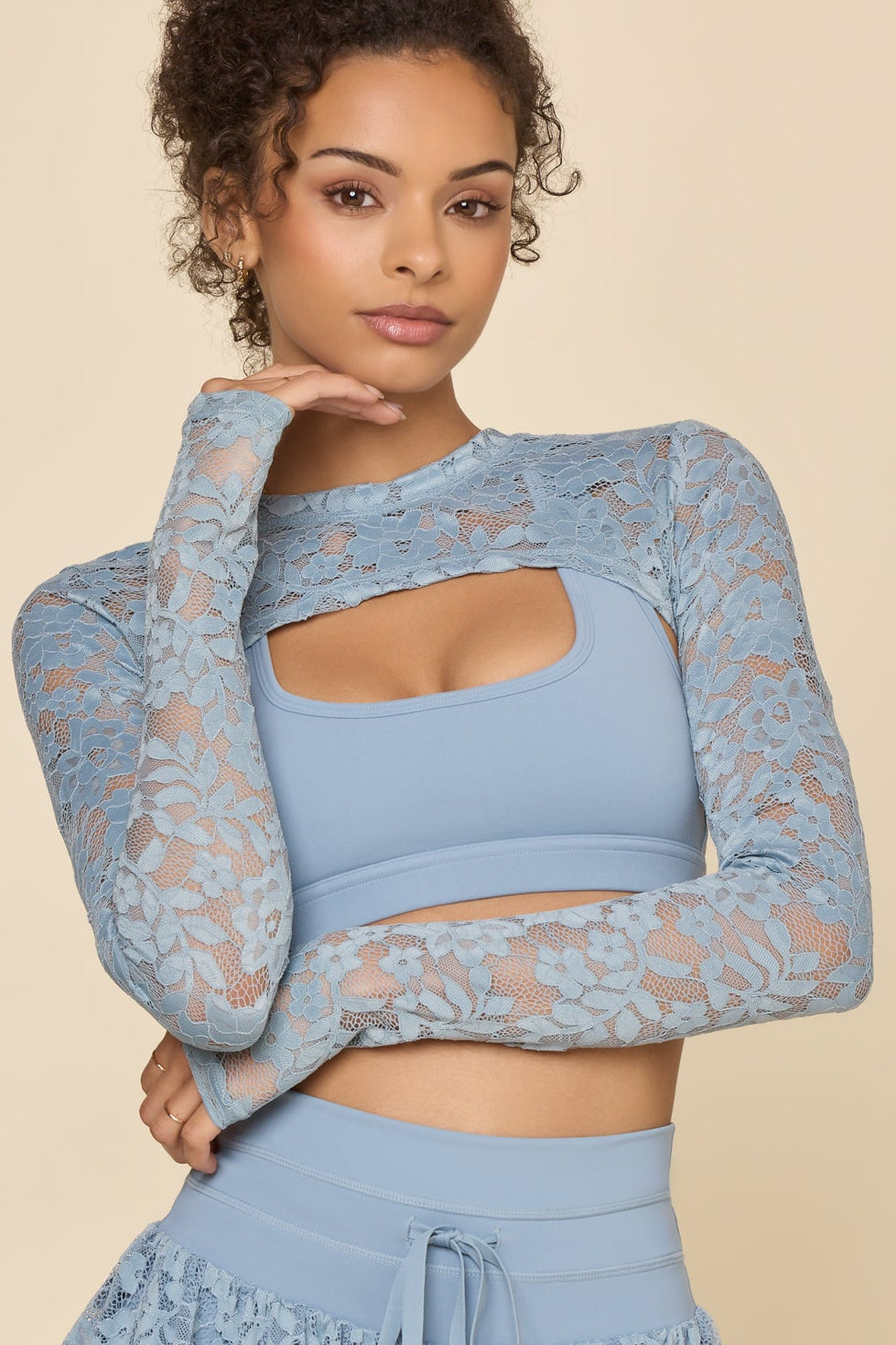 Lace Releve Shrug - Blue Storm