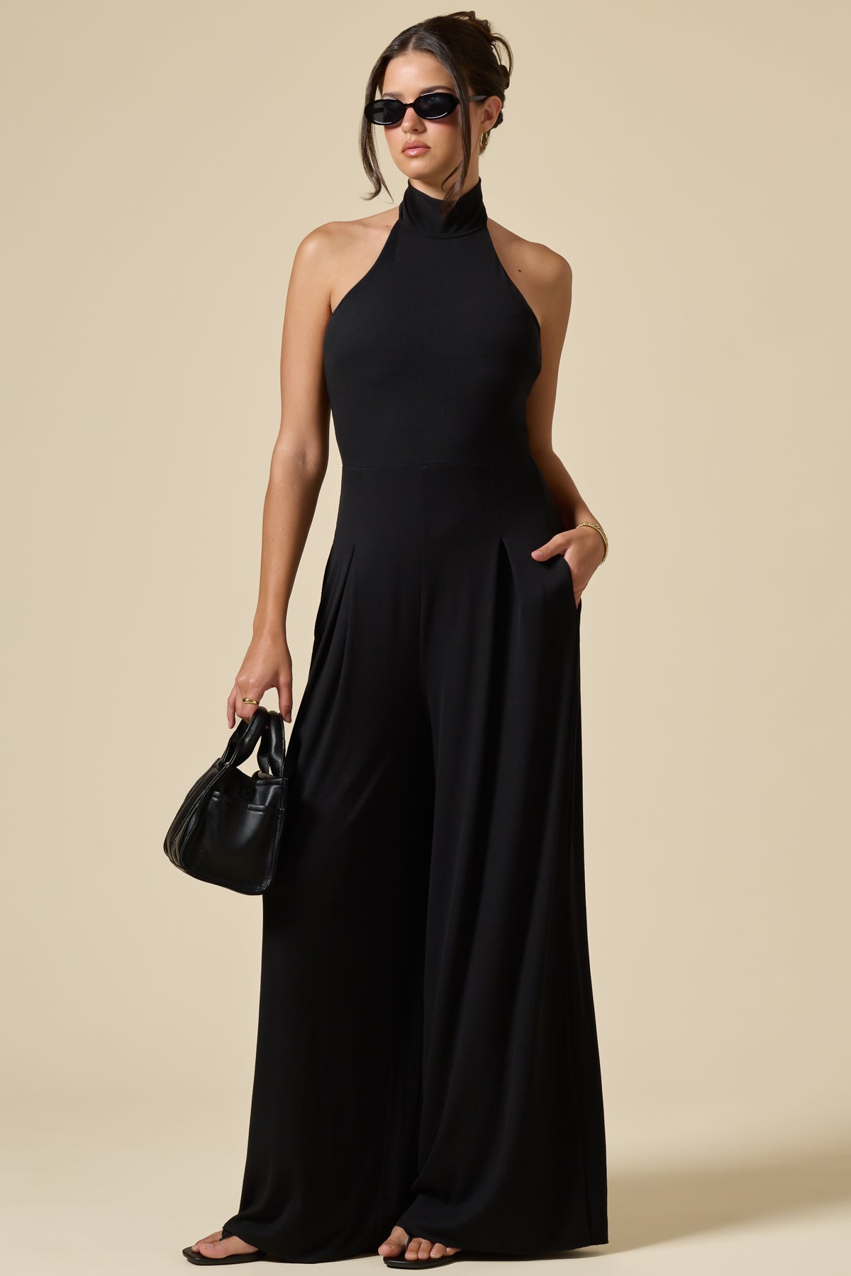 Mockneck Go With The Flow Jumpsuit - Black