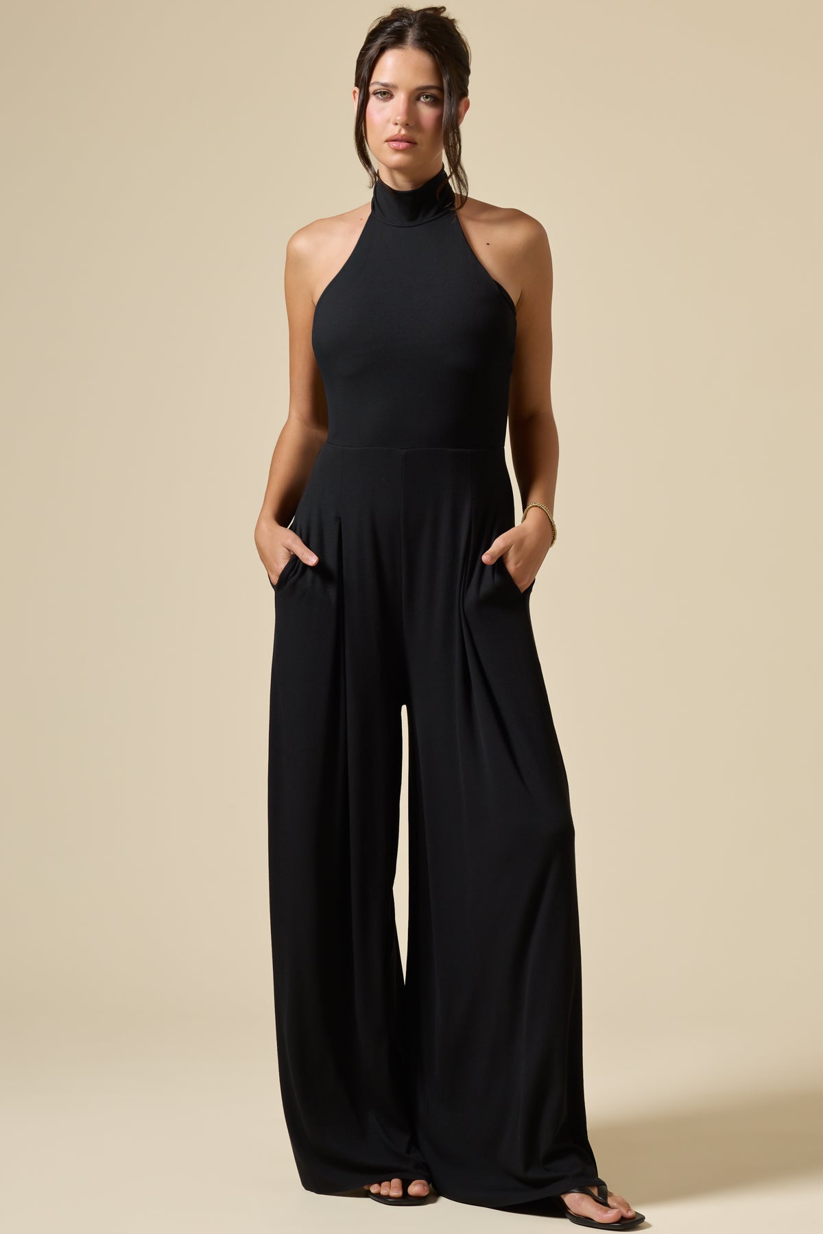 Mockneck Go With The Flow Jumpsuit - Black