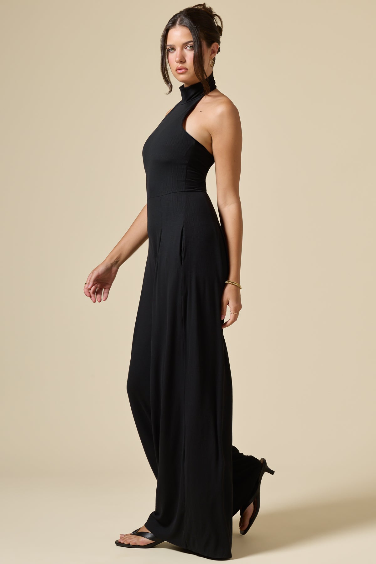 Mockneck Go With The Flow Jumpsuit - Black