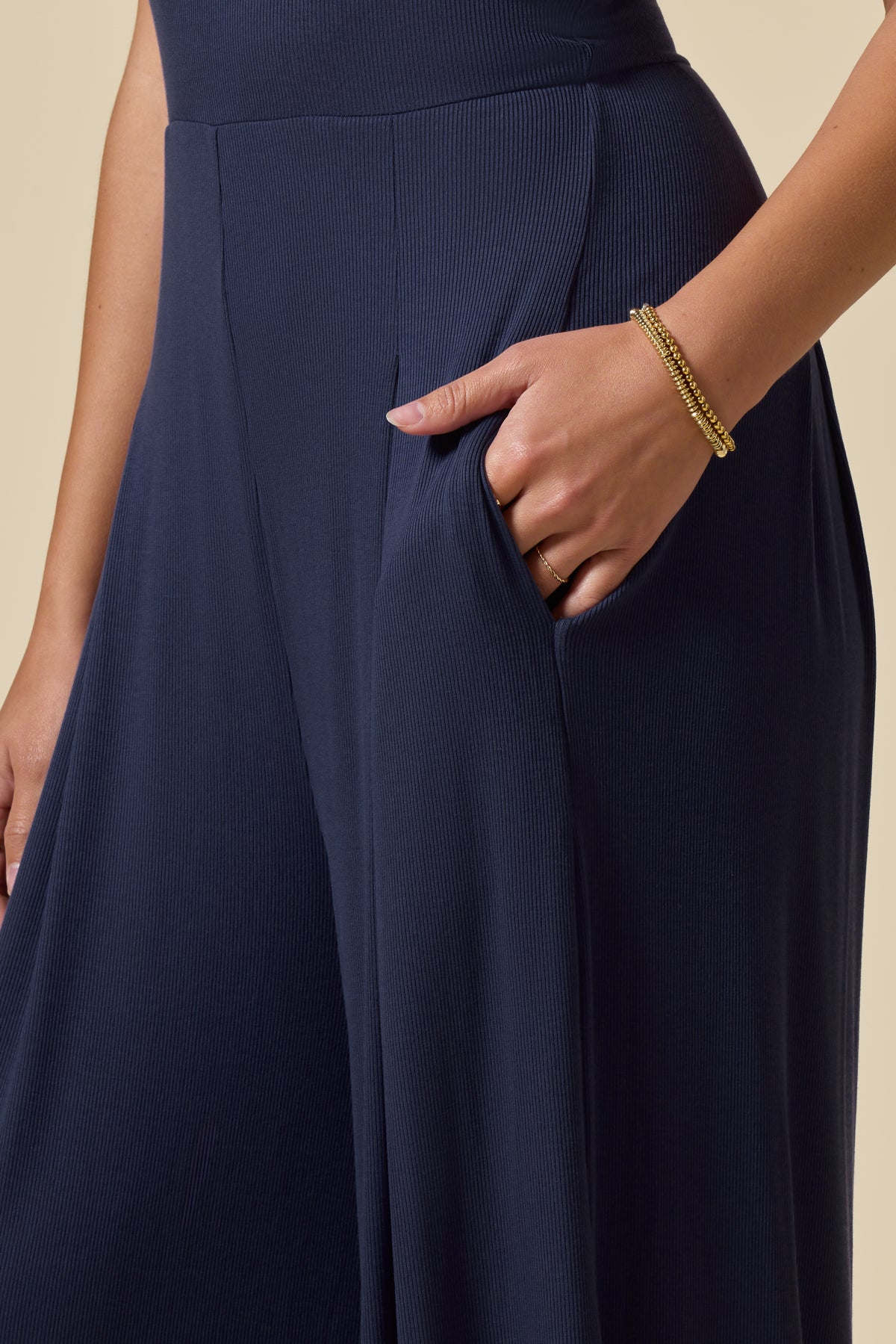 Mockneck Go With The Flow Jumpsuit - True Navy