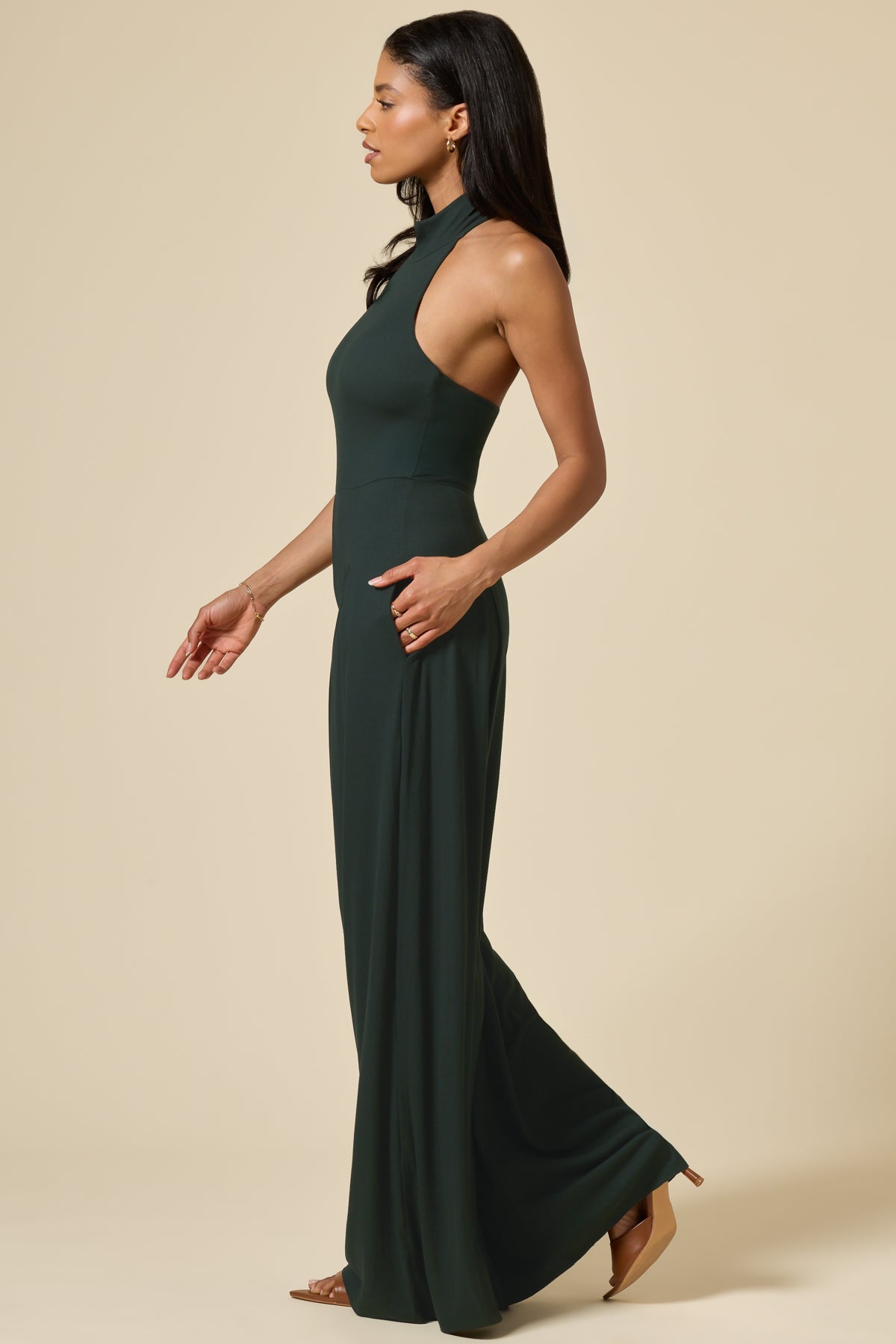 Mockneck Go With The Flow Jumpsuit - Deep Forest