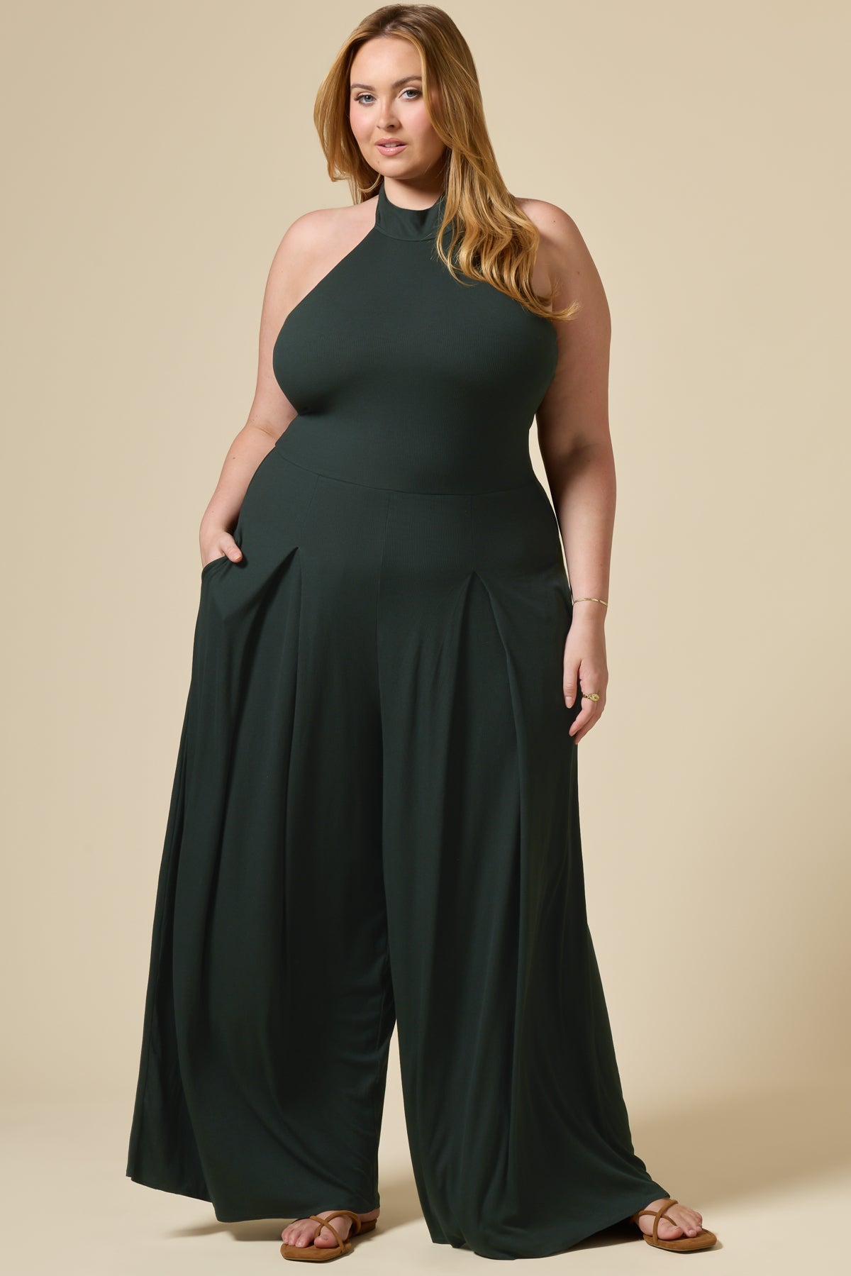 Mockneck Go With The Flow Jumpsuit - Deep Forest