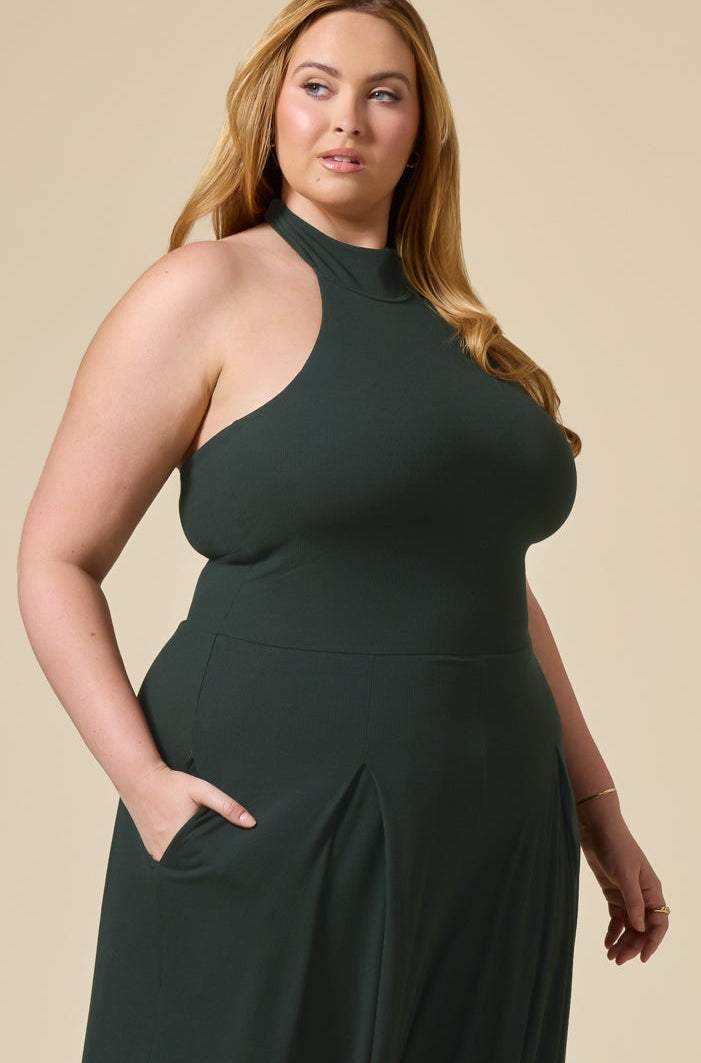 Mockneck Go With The Flow Jumpsuit - Deep Forest