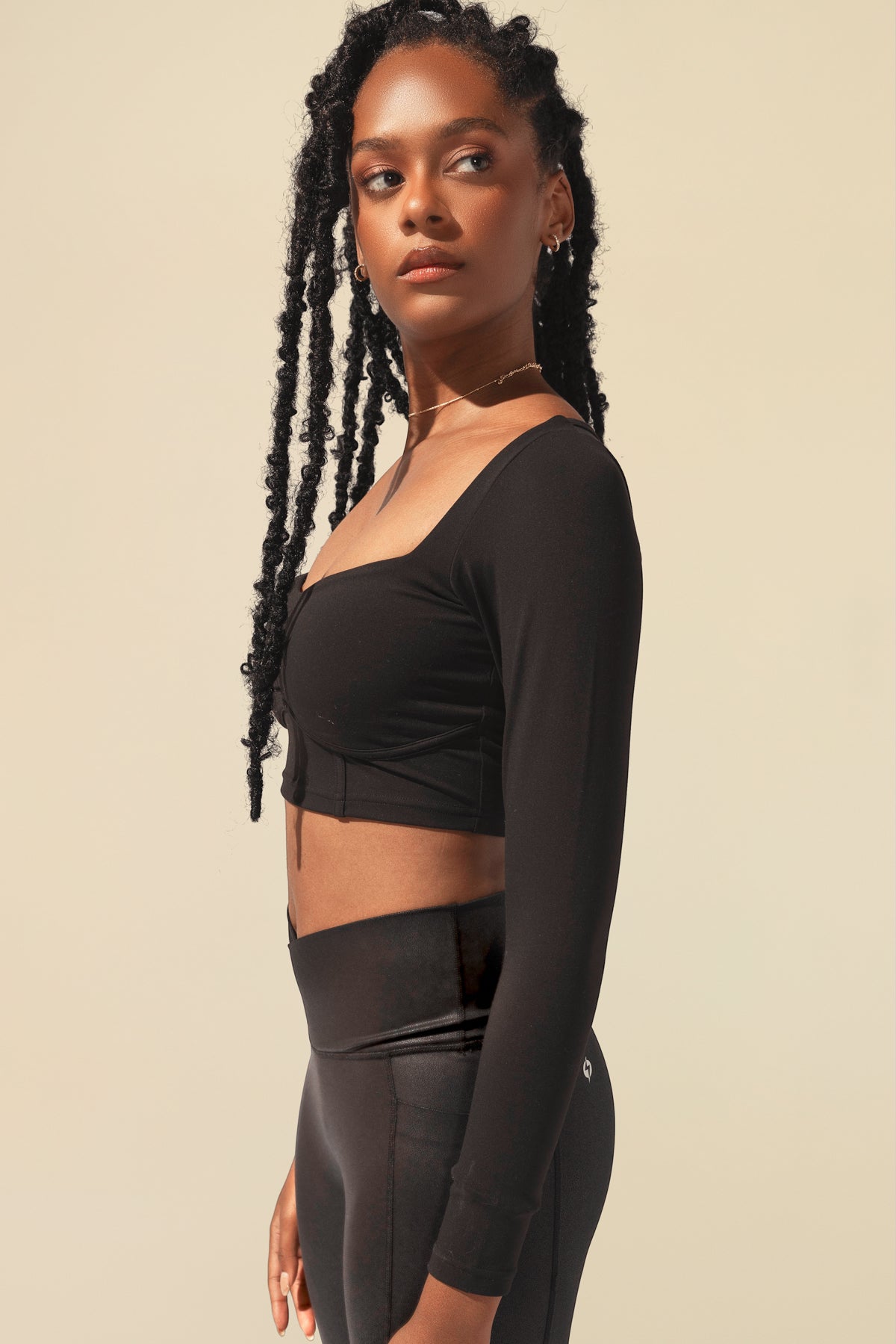 Sweetheart Long Sleeve Crop Top - Black – POPFLEX®