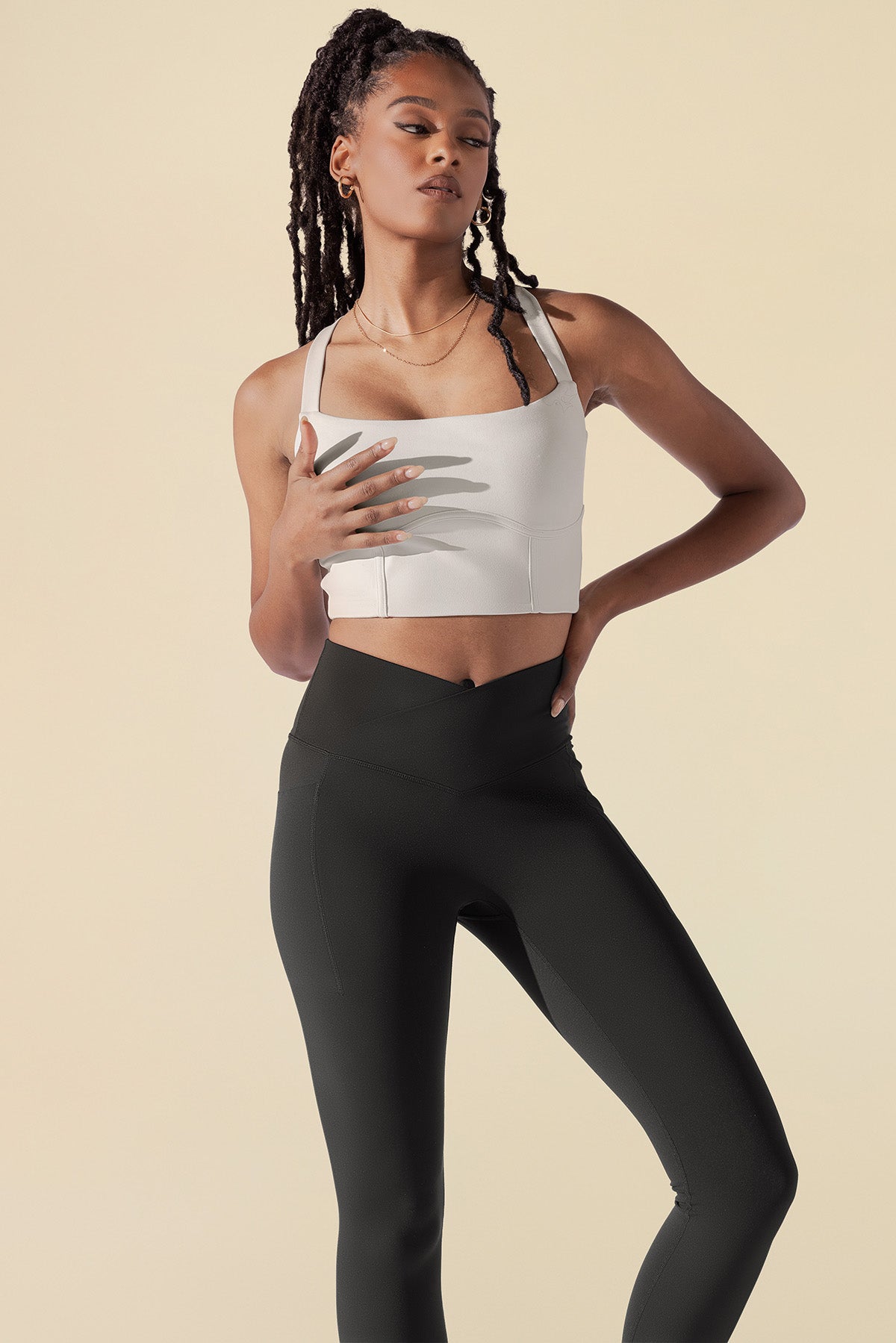 Daphne Corset Crop Top - Light Sand