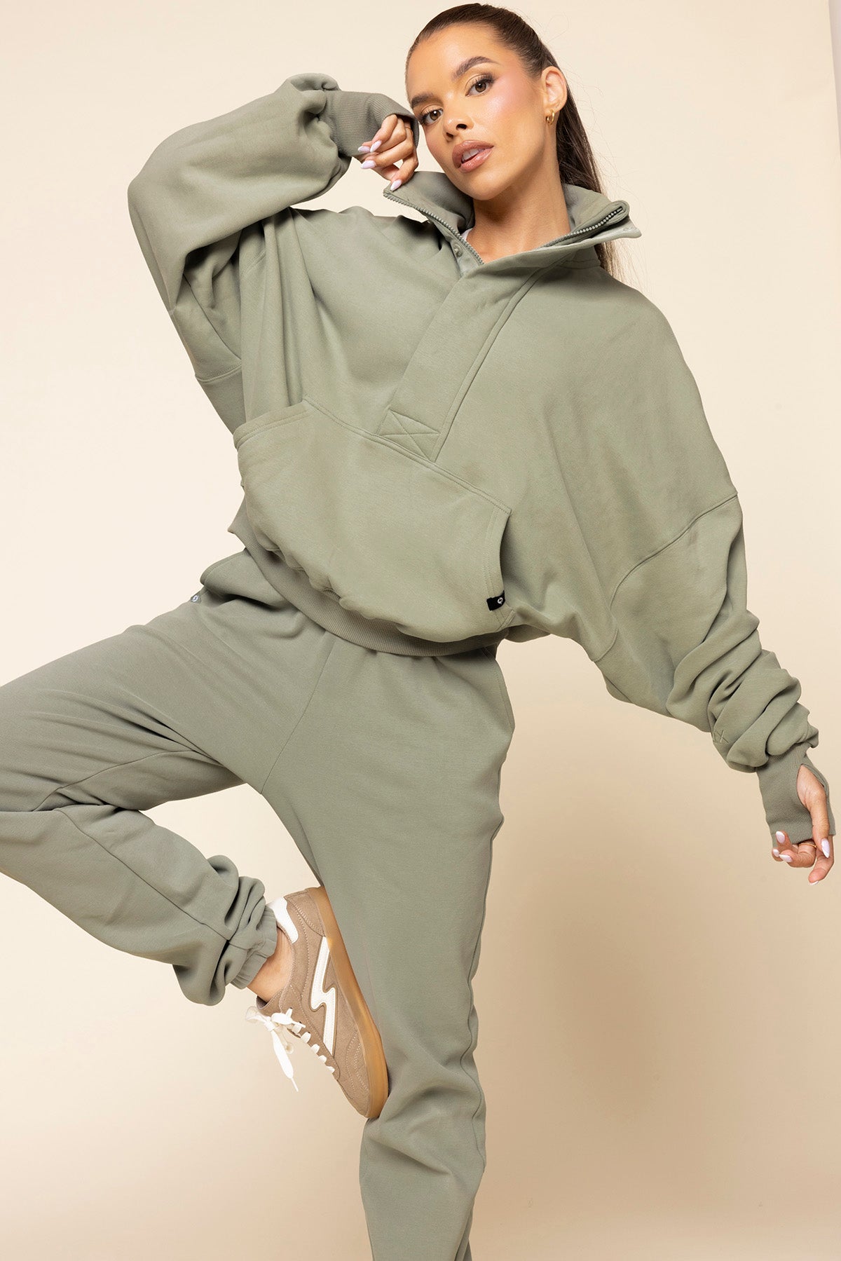 Ooey Gooey Half Zip Sweater Light Sage