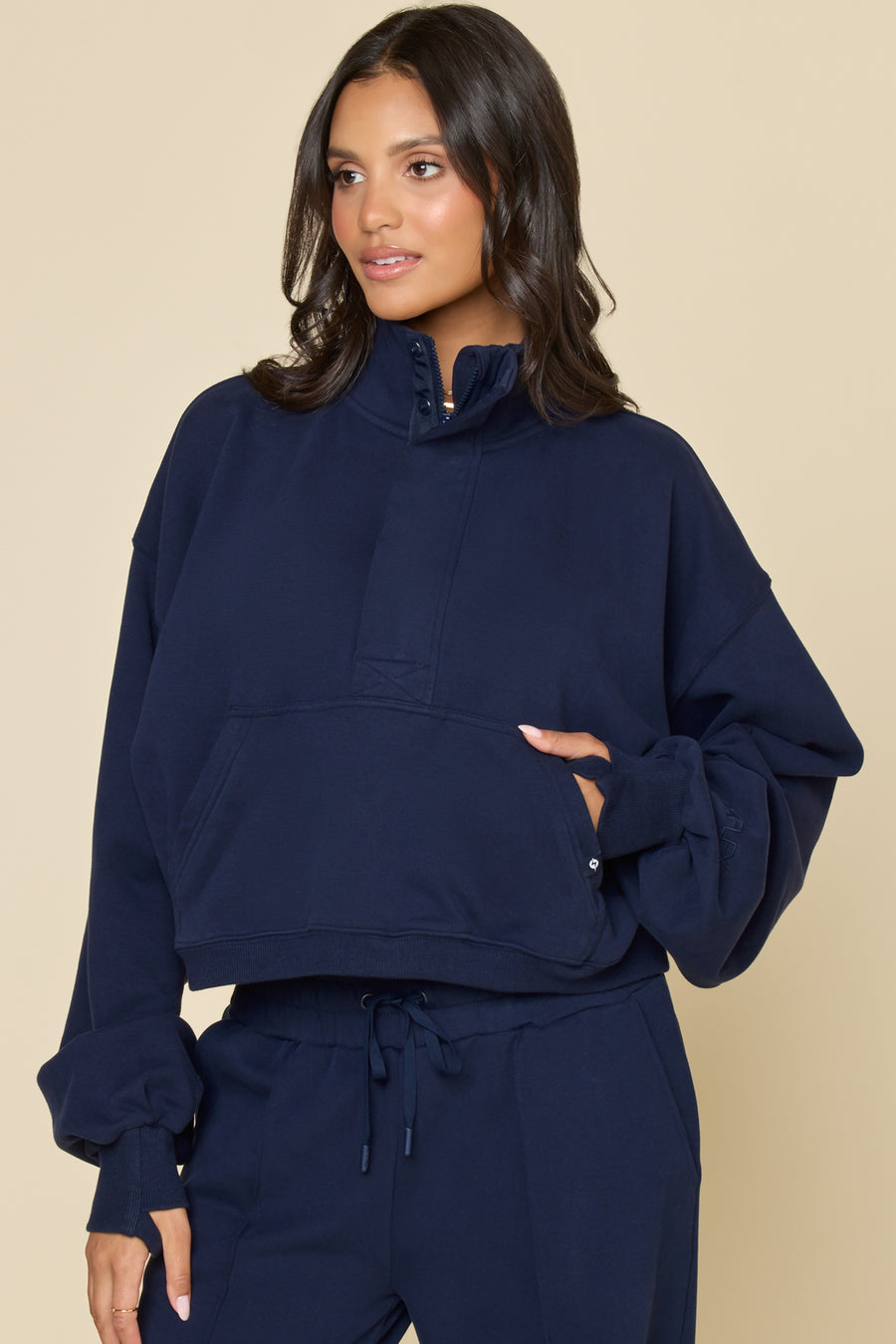 Ooey Gooey Crop Half Zip - Cosmic Navy