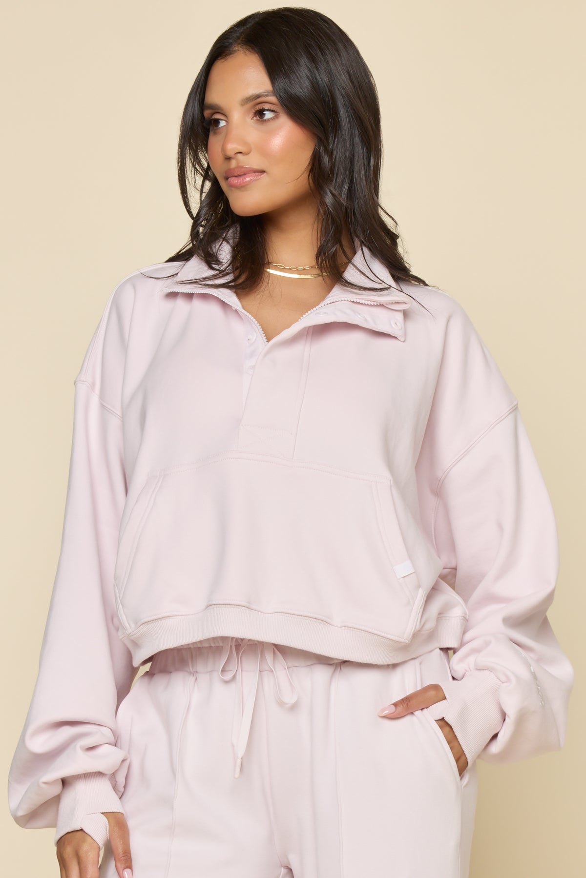 Ooey Gooey Crop Half Zip Sweater - Pink Ice
