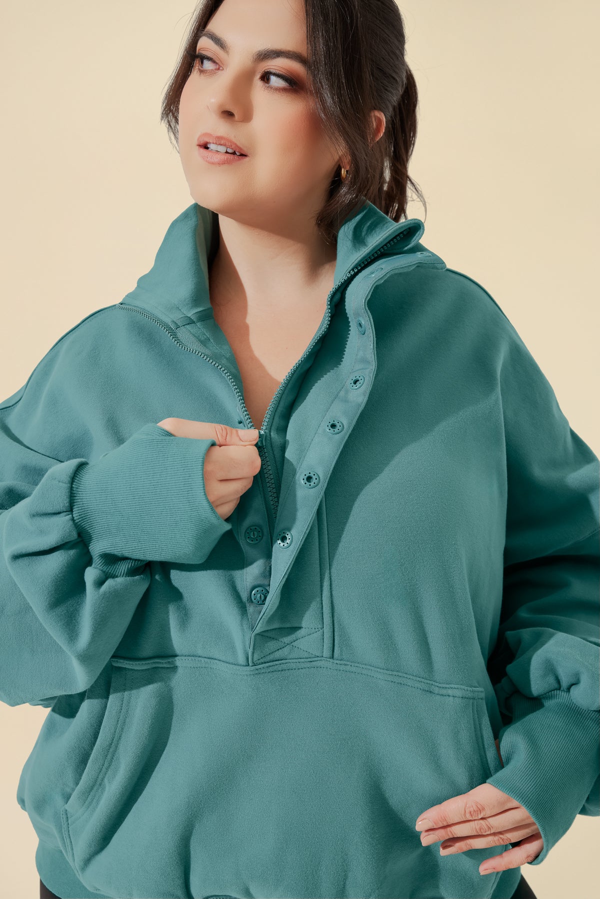 Ooey Gooey Half Zip Sweater - Turquoise – POPFLEX®