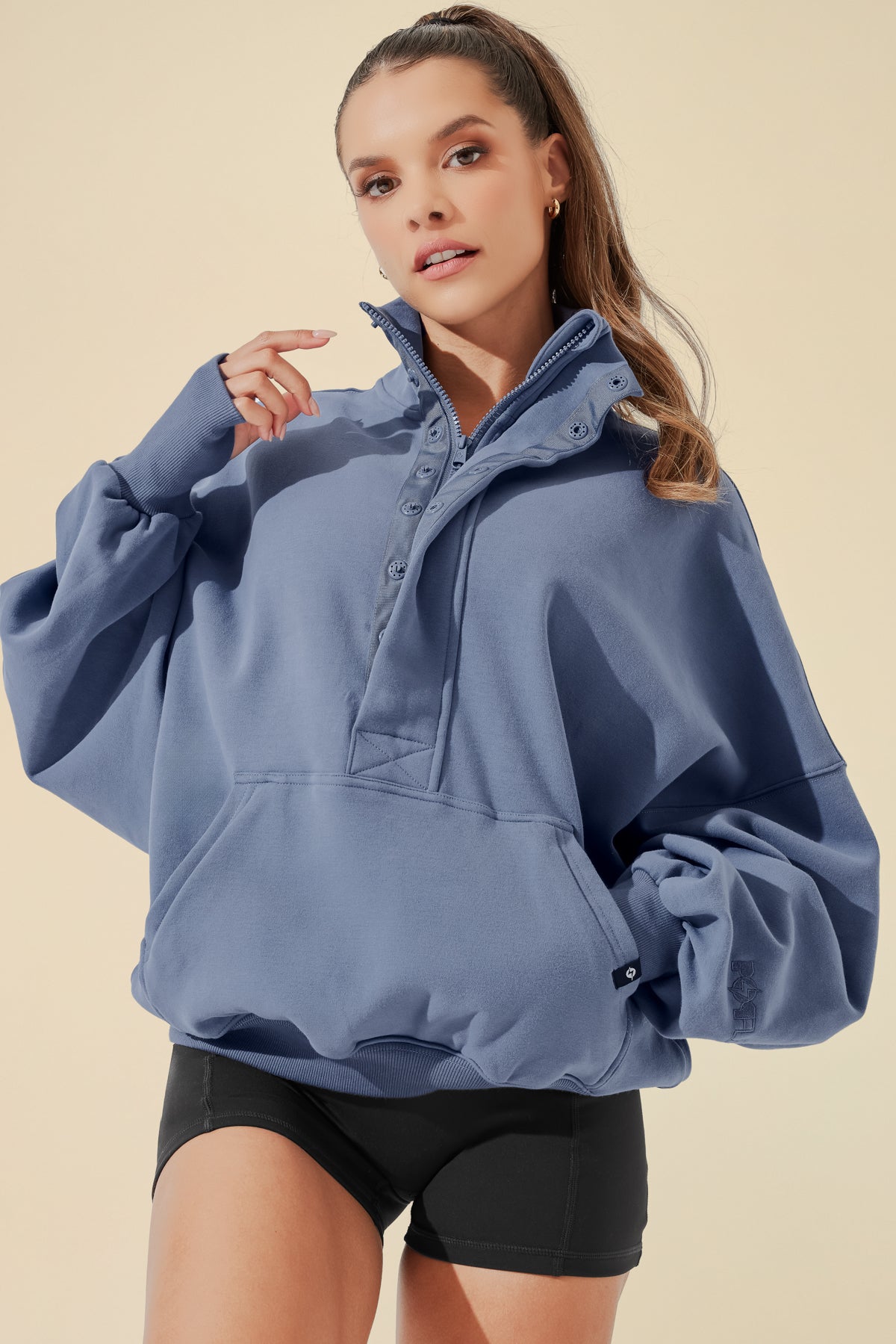【Aya】Heve クラウドブルゾン ネイビー Ooey Gooey Half Zip Sweater - Blue Dusk – POPFLEX®