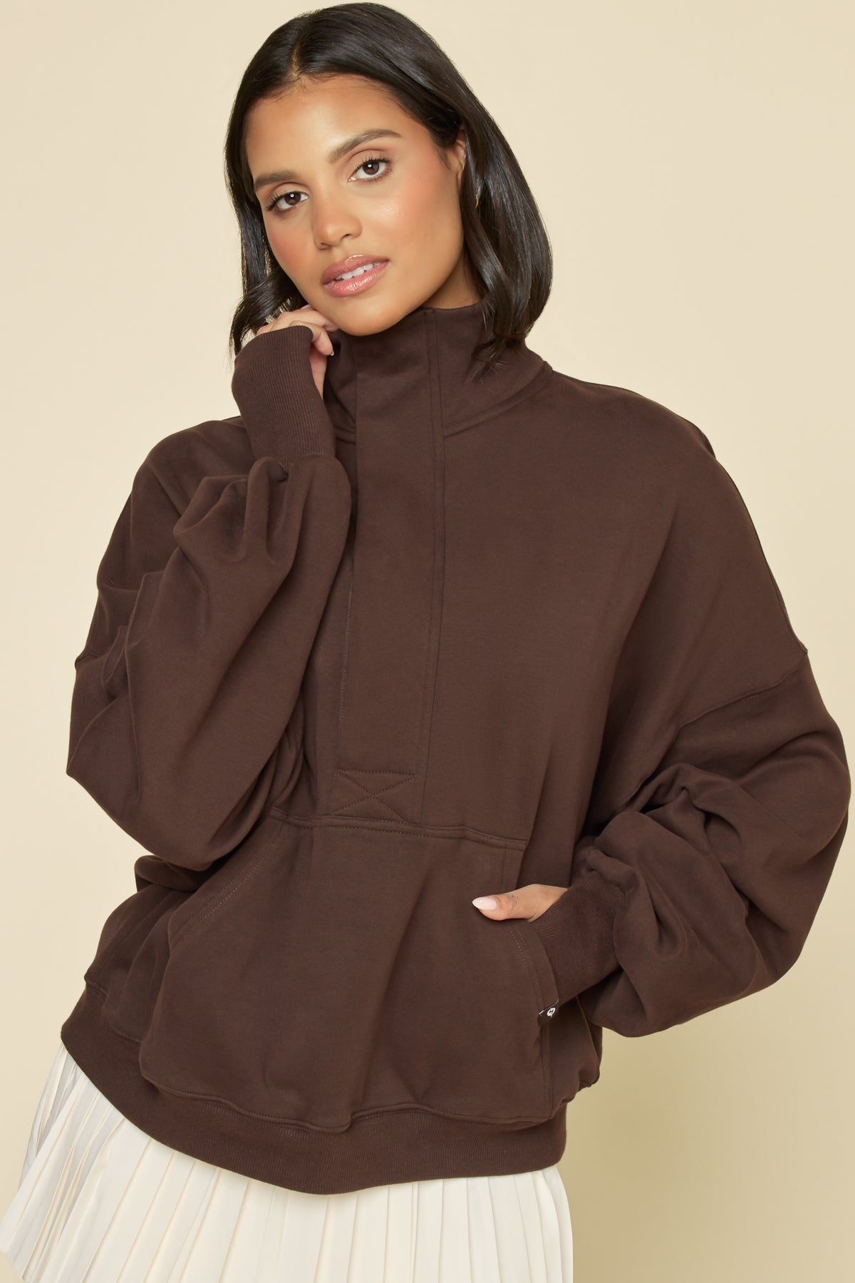 Ooey Gooey Half Zip Sweater - Ganache
