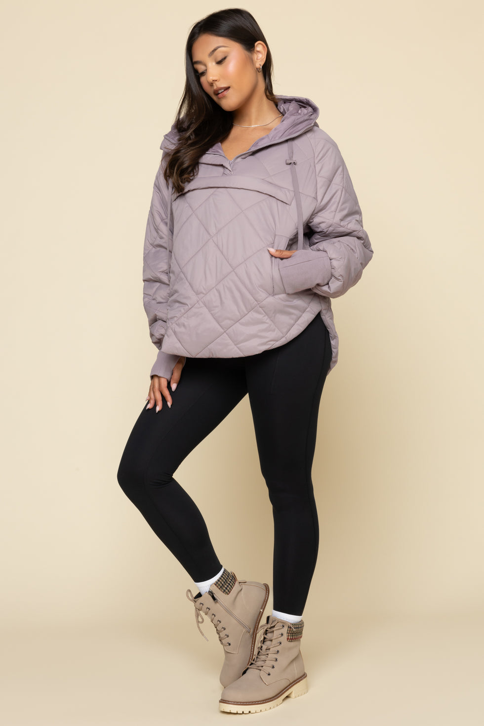 Mauve Ruffle Puffer Jacket