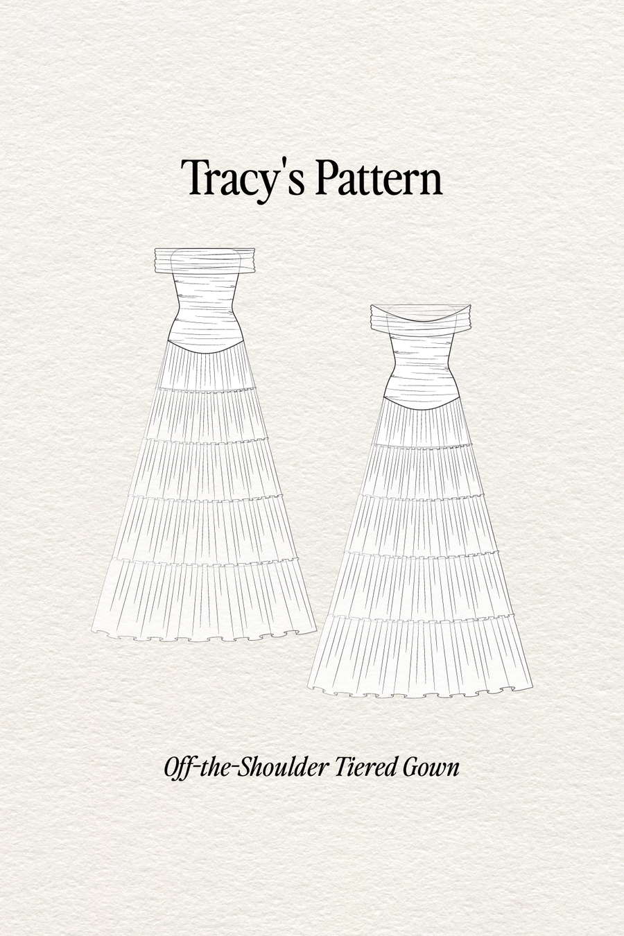 Off the Shoulder Tiered Gown by TransformationsbyTracy - Pattern Only