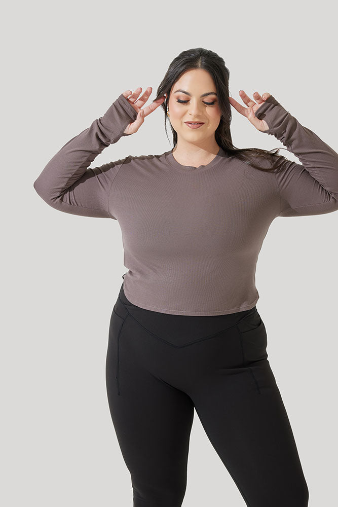 Refine Long Sleeve Top - Woodland Taupe