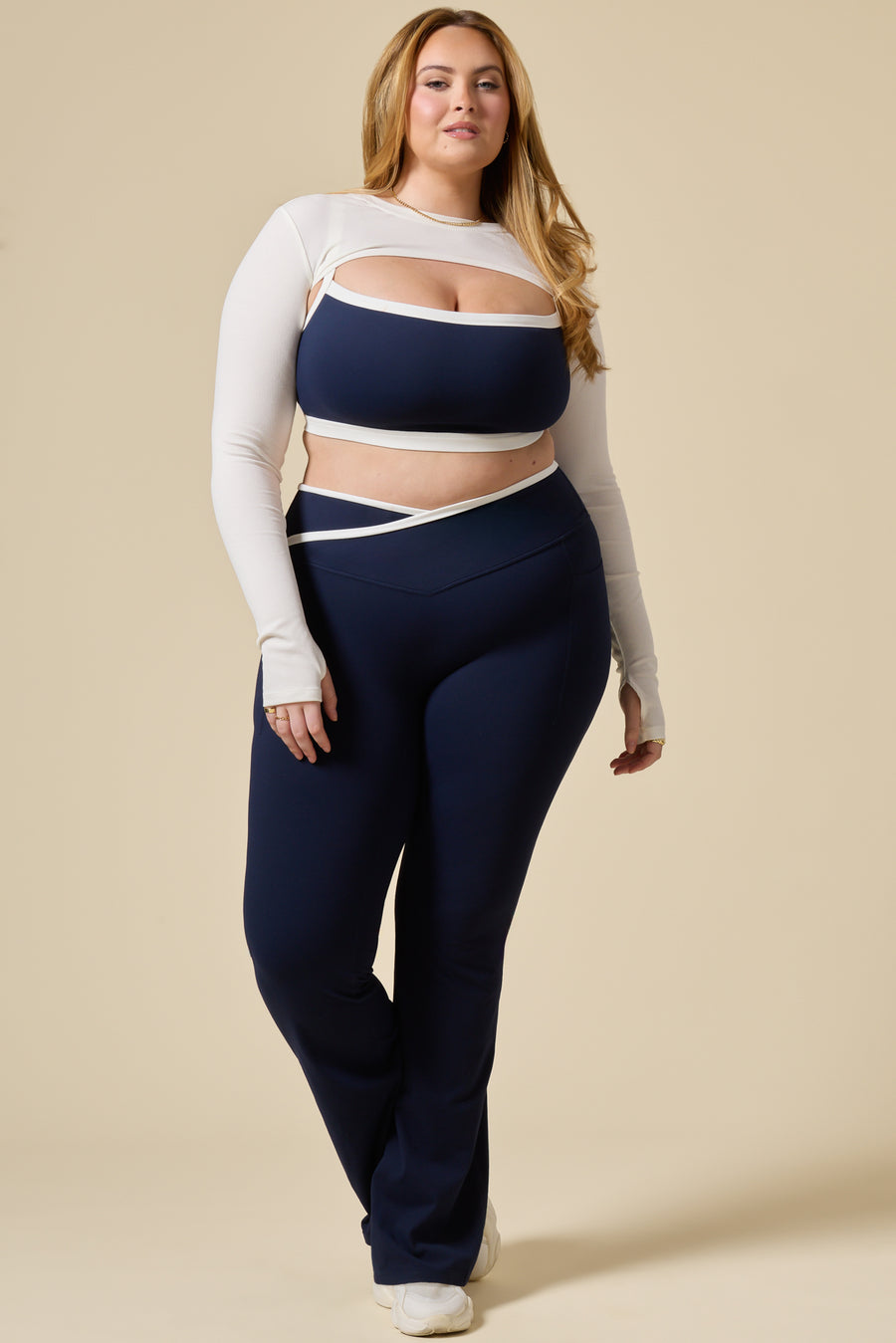 Crisscross Hourglass® Flared Legging with Pockets - Cosmic Navy Contrast