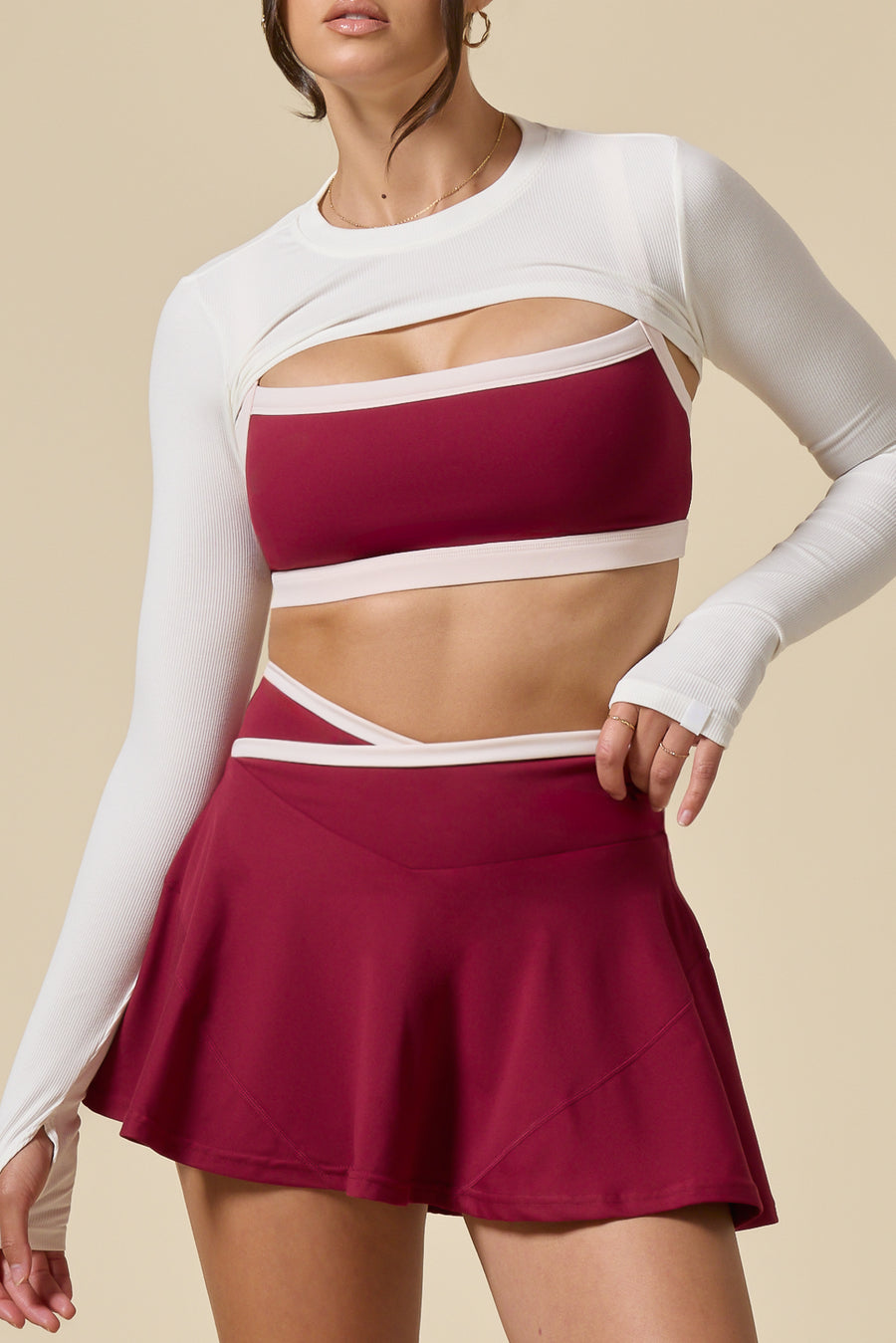 Crisscross Hourglass® Twirl Skort - Ruby Contrast