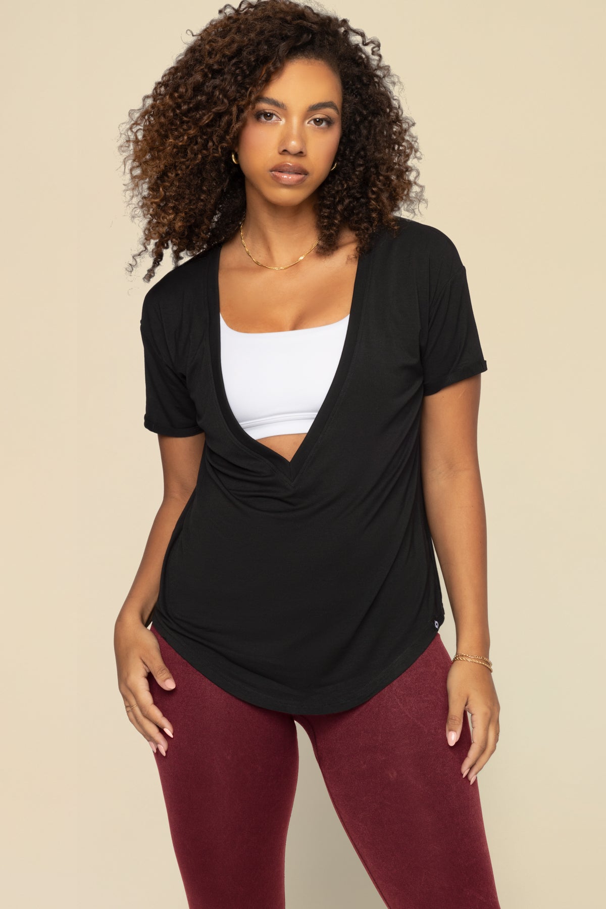 Reversible Deep V Tee - Black – POPFLEX®