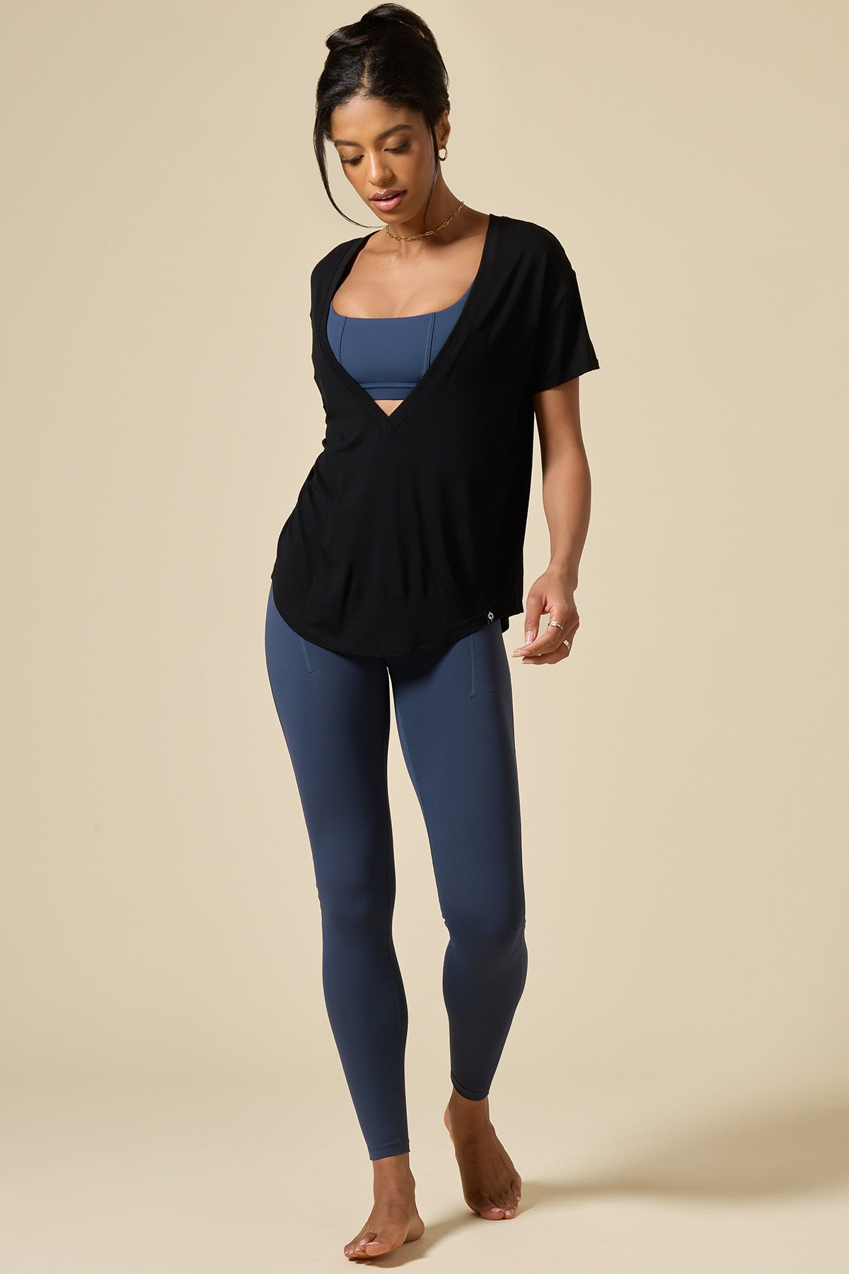 Reversible Deep V Tee - Black