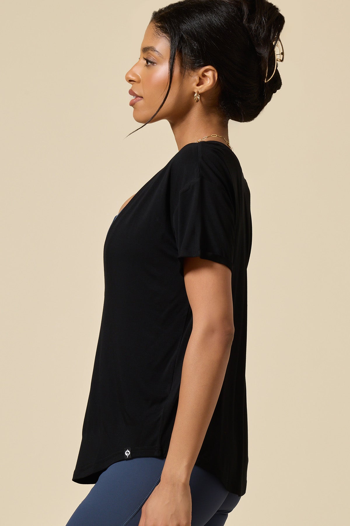 Reversible Deep V Tee - Black