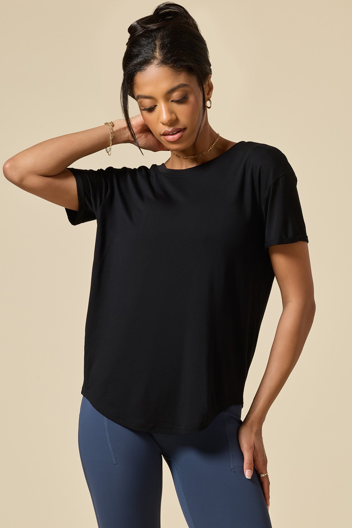 Reversible Deep V Tee - Black