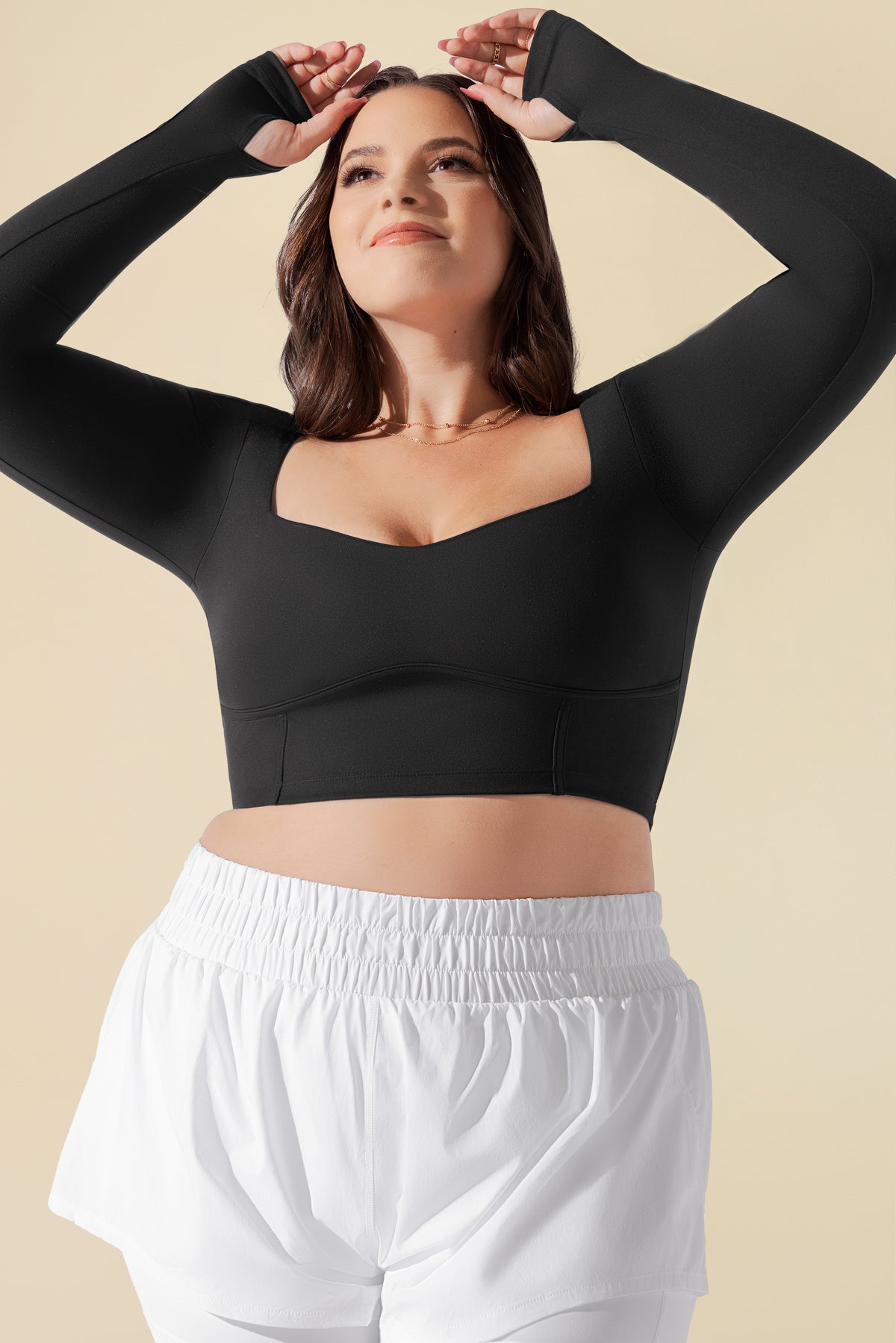Sweetheart Long Sleeve Crop Top - Black – POPFLEX®
