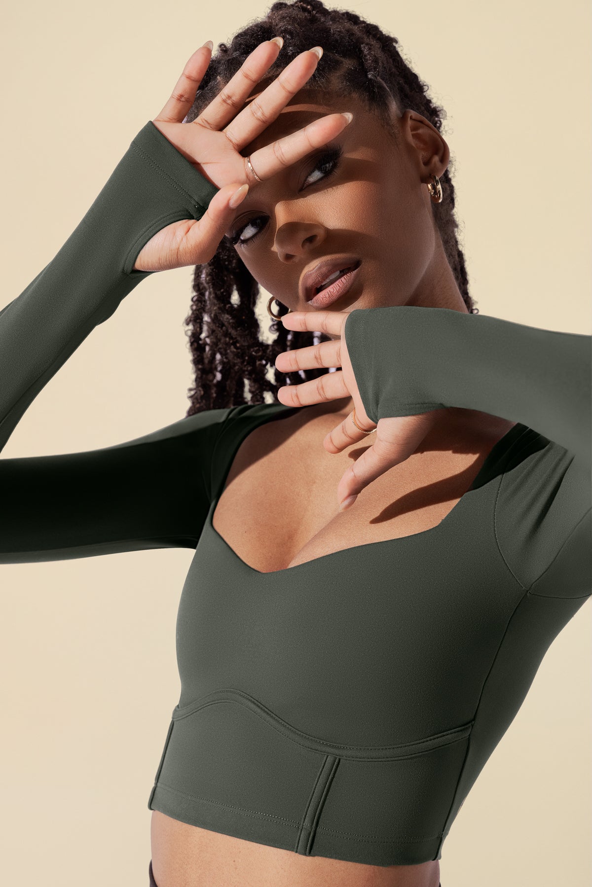 Sweetheart Long Sleeve Crop Top Forestwood