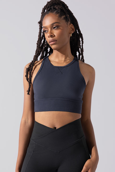 Sweat Sesh Crop Top - Smoky Navy – POPFLEX®
