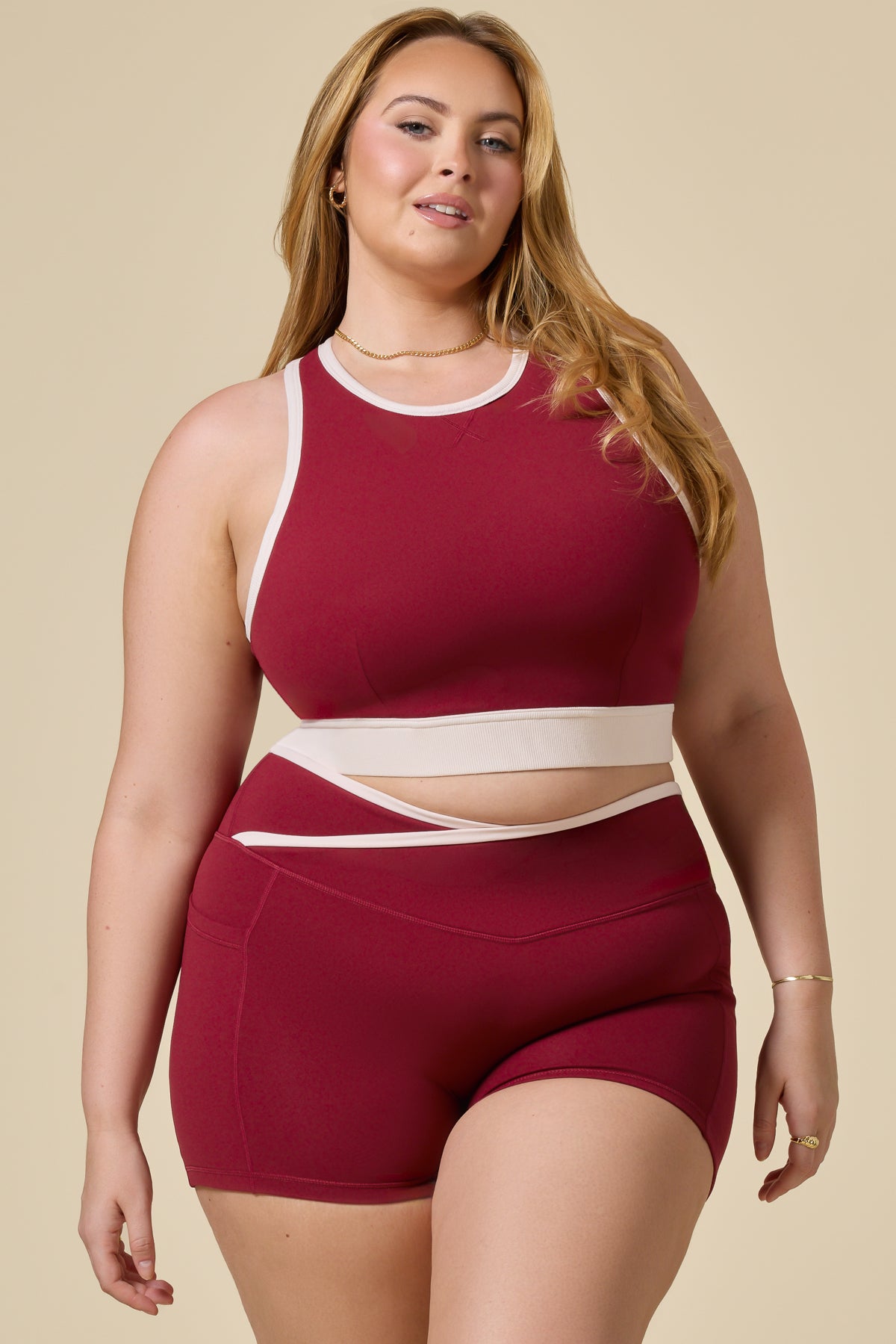 Crisscross Hourglass® Booty Short with Pockets - Ruby Contrast