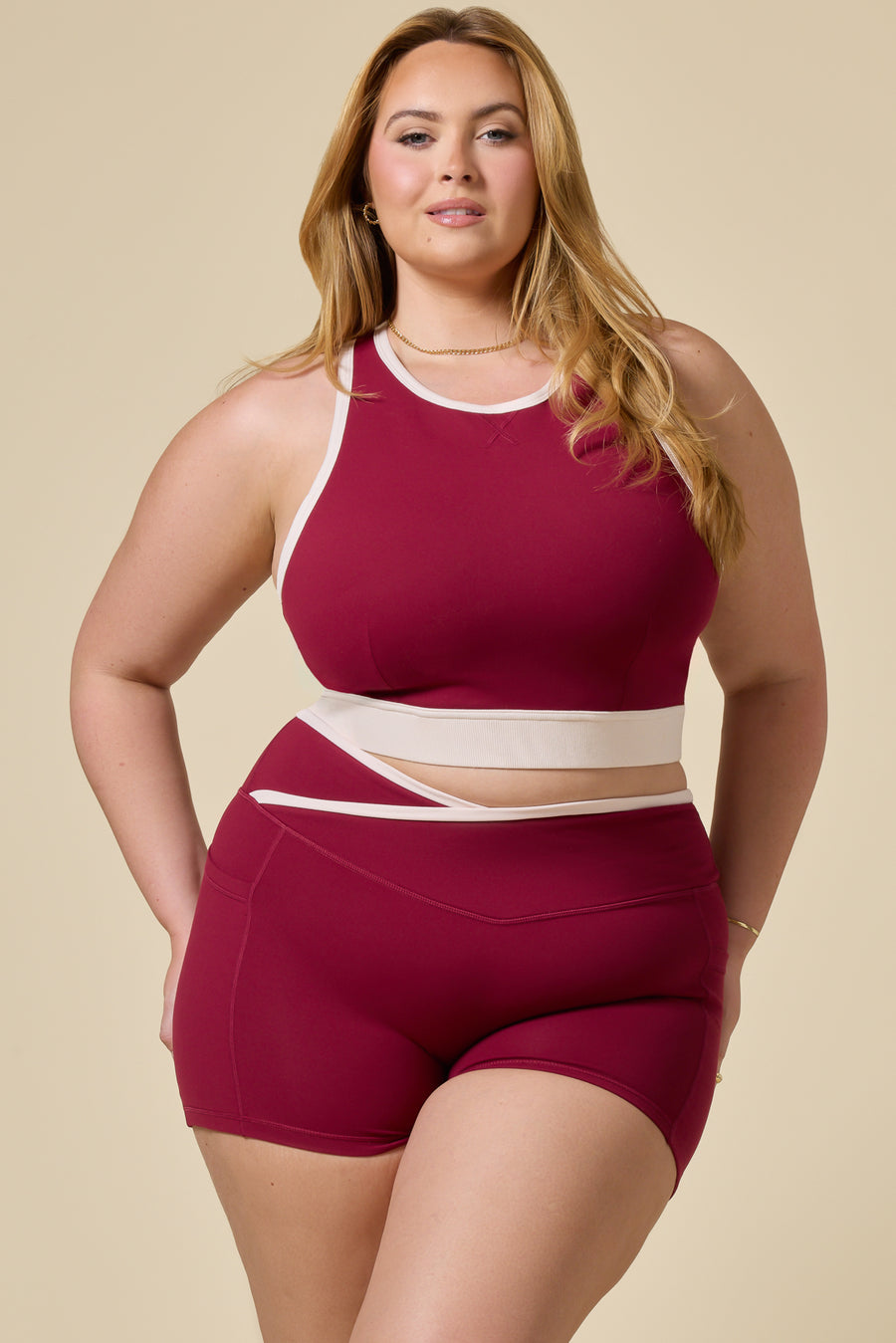 Sweat Sesh Crop Top - Ruby Contrast