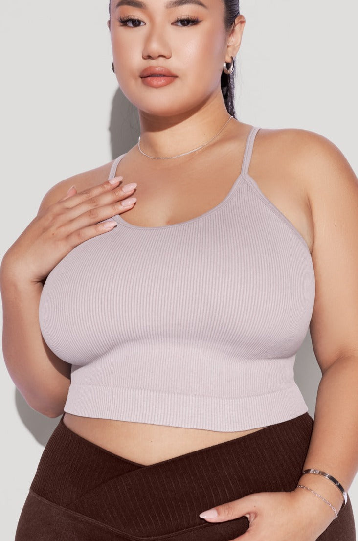 What's the Scoop Seamless Crop Tank - Smoky Lilac