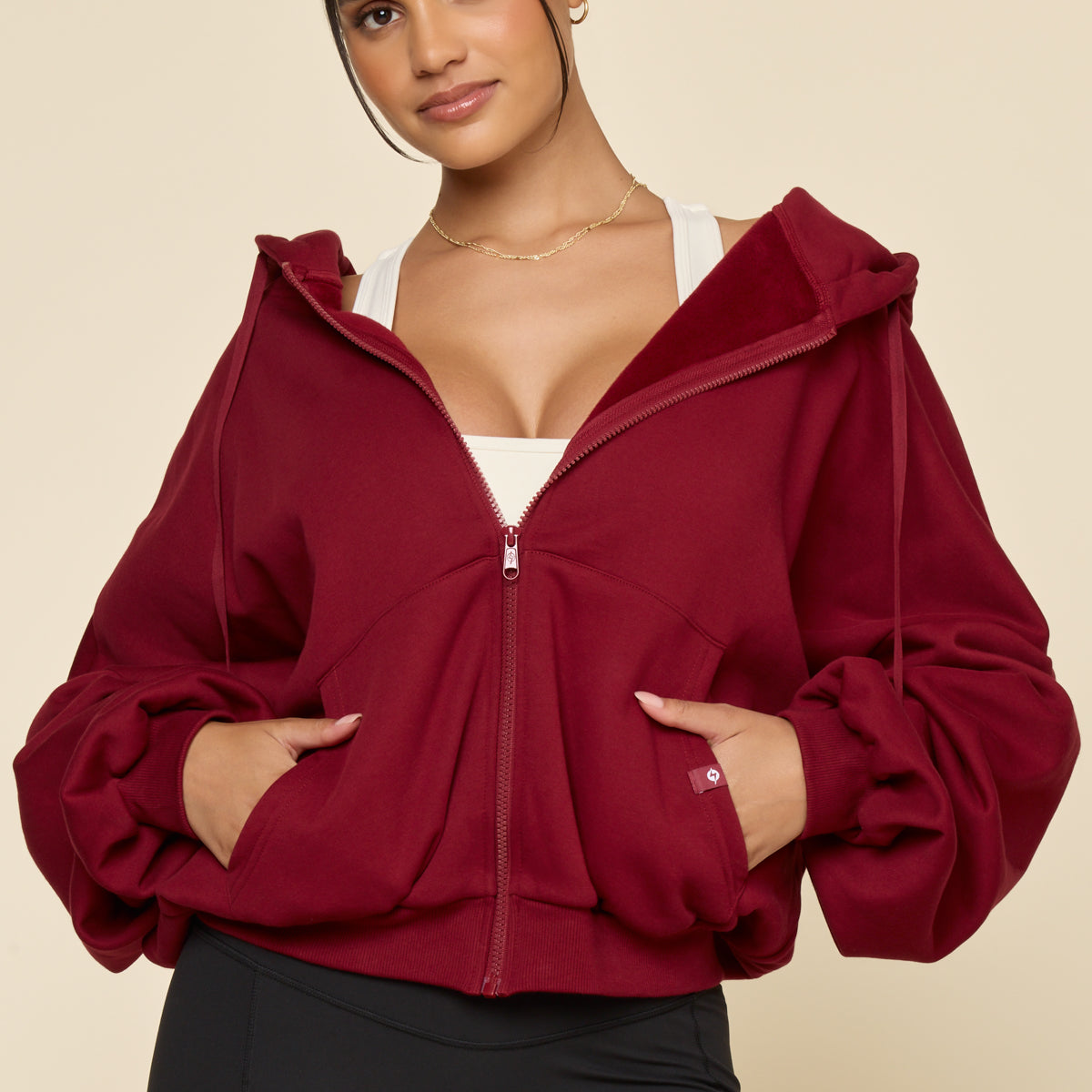 Zip Cloud Hoodie - Crimson