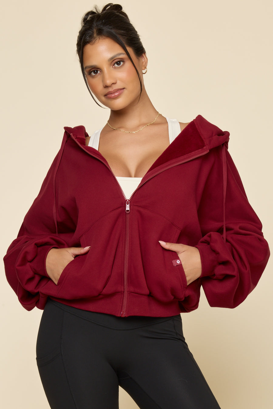 Zip Cloud Hoodie - Crimson