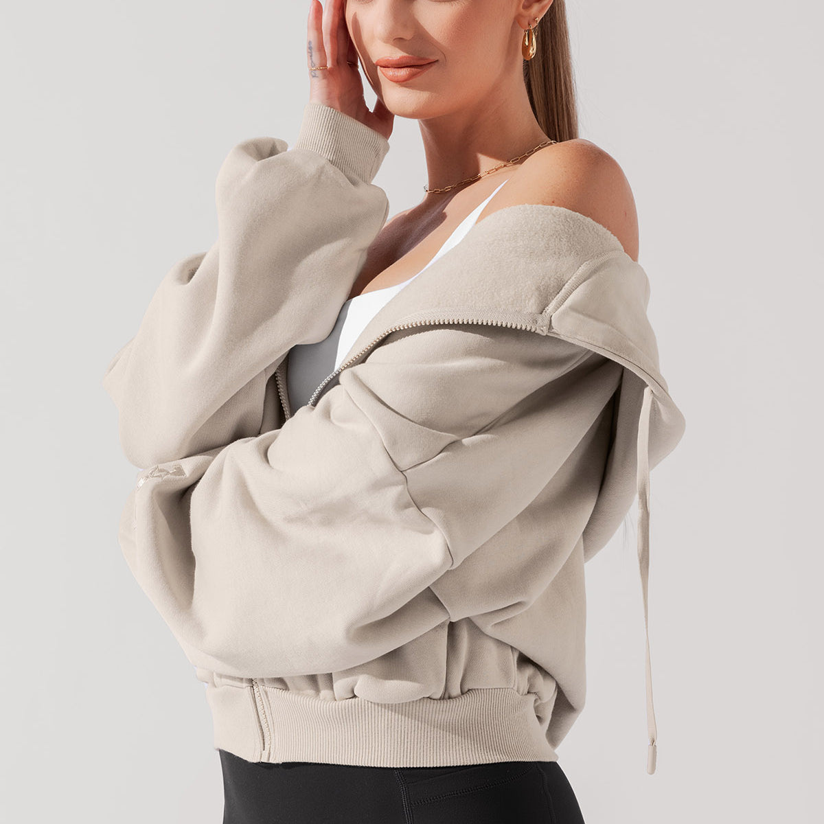 Zip Cloud Hoodie - Seashell – POPFLEX®