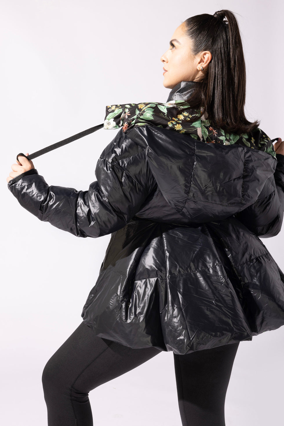 Pearl Peplum Puffer Jacket - Black – POPFLEX®