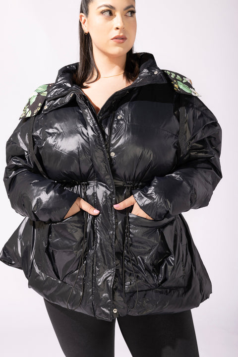 Pearl Peplum Puffer Jacket - Black – POPFLEX®