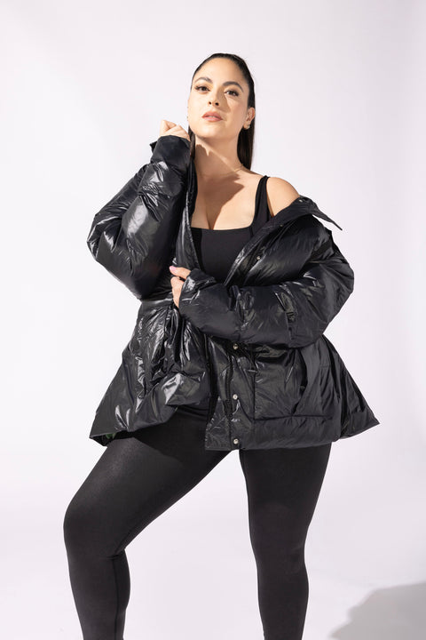Pearl Peplum Puffer Jacket - Black – POPFLEX®