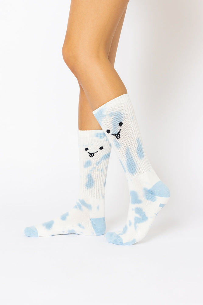 Silly Face Mid Calf Gym Socks Tie Dye