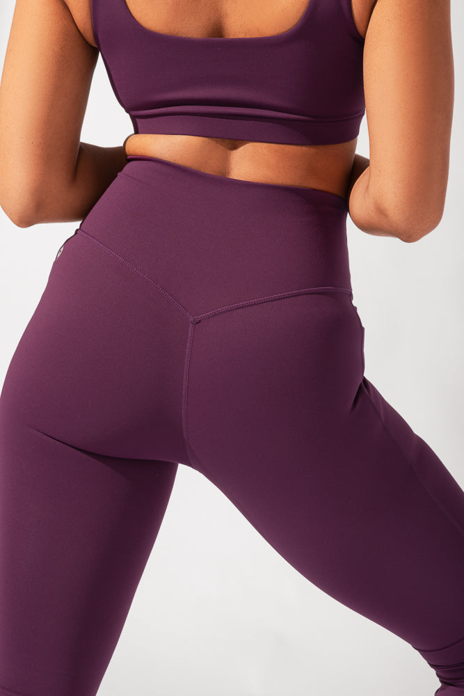 crossover leggings with pockets - lilac