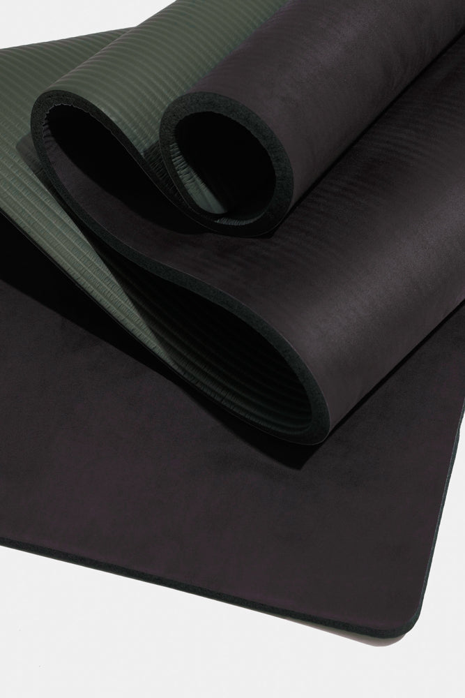 CloudCushion Vegan Suede Yoga Mat Black Thick - Main Image