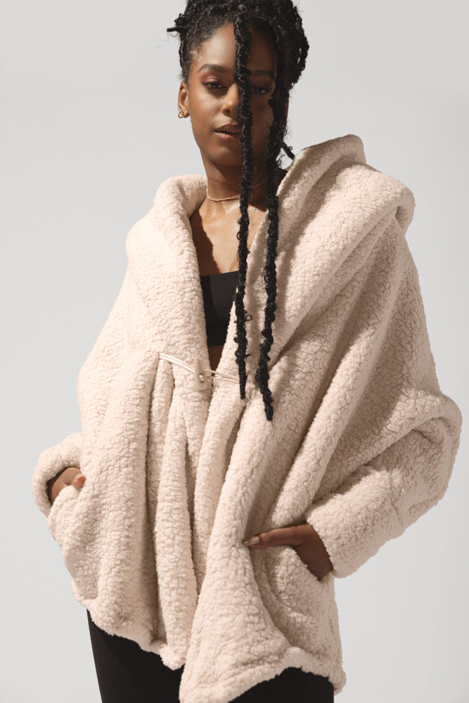 Faux Sherpa Cocoon Coat - Taupe