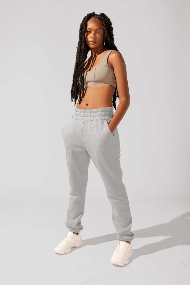 Cloud Rollover Oversized Sweatpant With Pockets For Women - Heather Grey M  – POPFLEX®