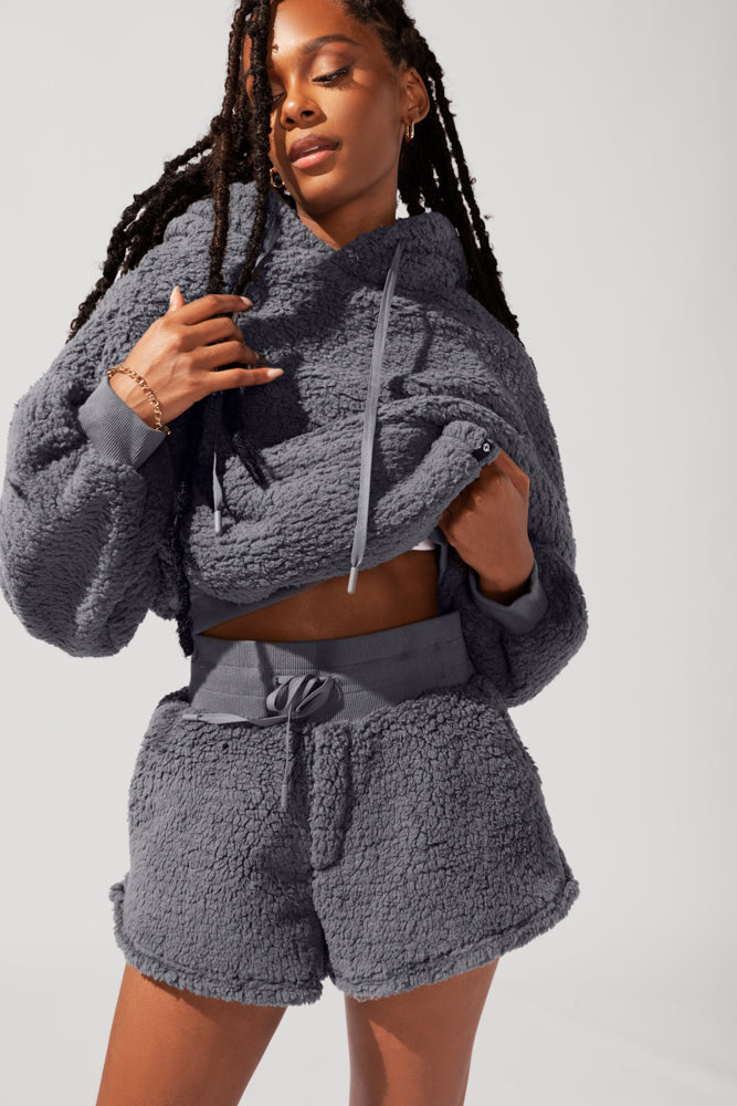 Faux Sherpa Short with Pockets - Cool Grey – POPFLEX®