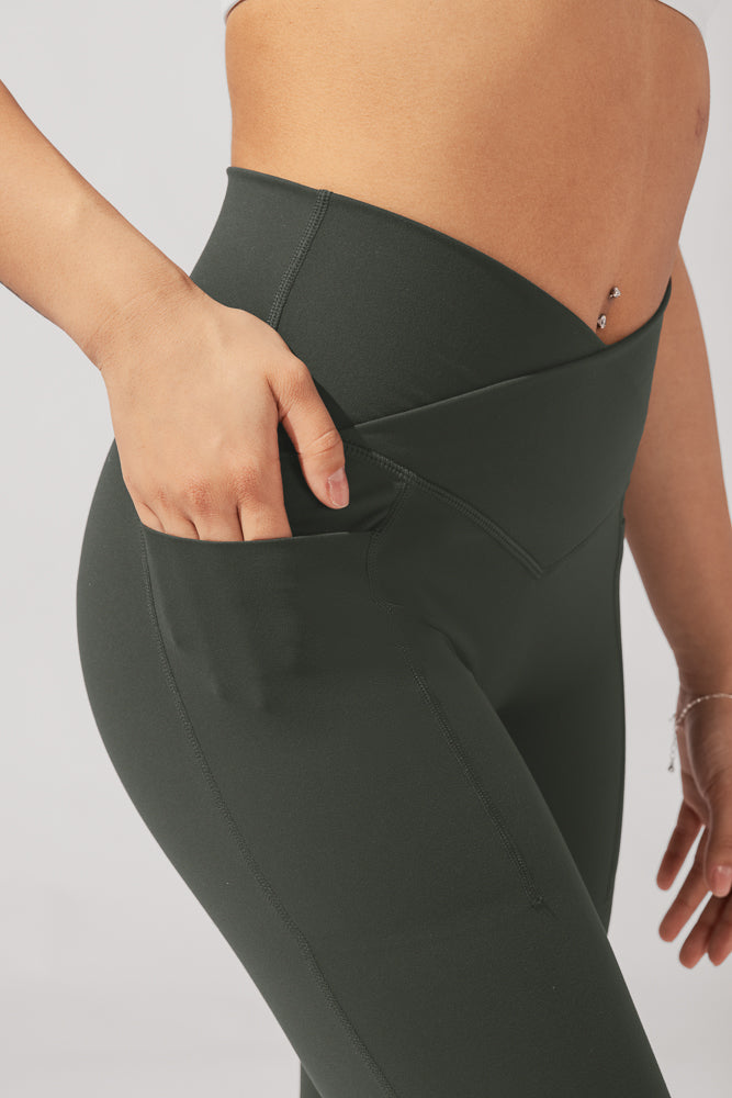 Crisscross Hourglass® Flared Leggings with Pockets - Forestwood