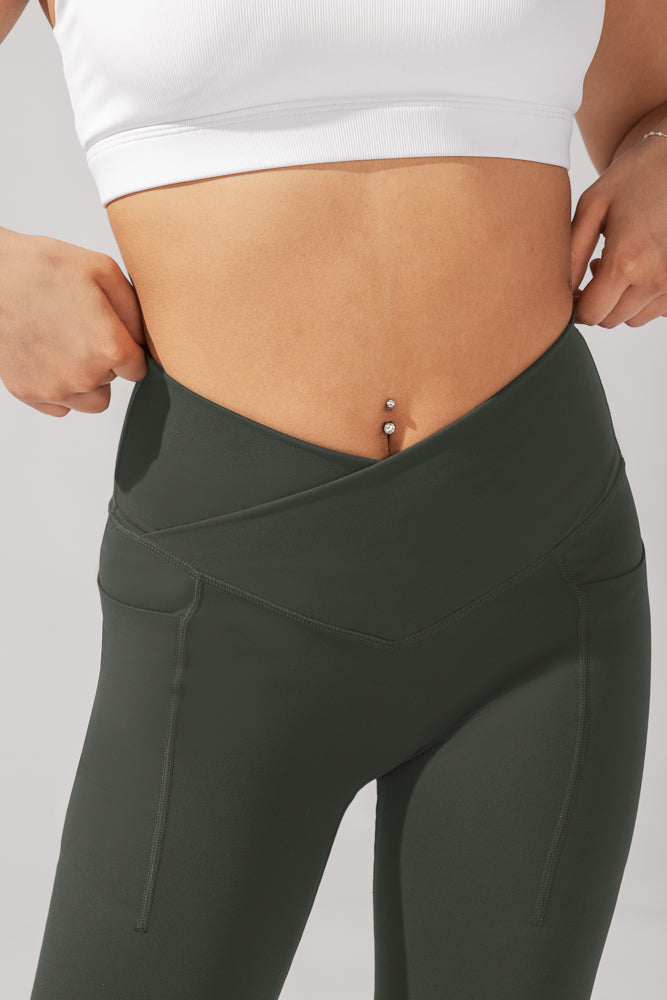 Crisscross Hourglass® Flared Leggings with Pockets - Forestwood